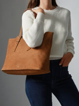 Cabas Cavalier Nubuck Cuir Etrier Marron cavalier nubuck ECAN127M-vue-porte